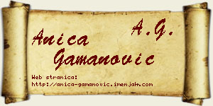 Anica Gamanović vizit kartica